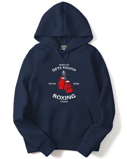 ADRO Men's Cotton Neck Hooded Sweatshirt (H21-M-BOX-NB_Navy)
