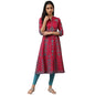 W WomenS Dark Pink Geometric Printed Synthetic Kurta And Leggings Set