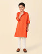 Fabindia Orange Viscose Blend Dobby Long Kurta