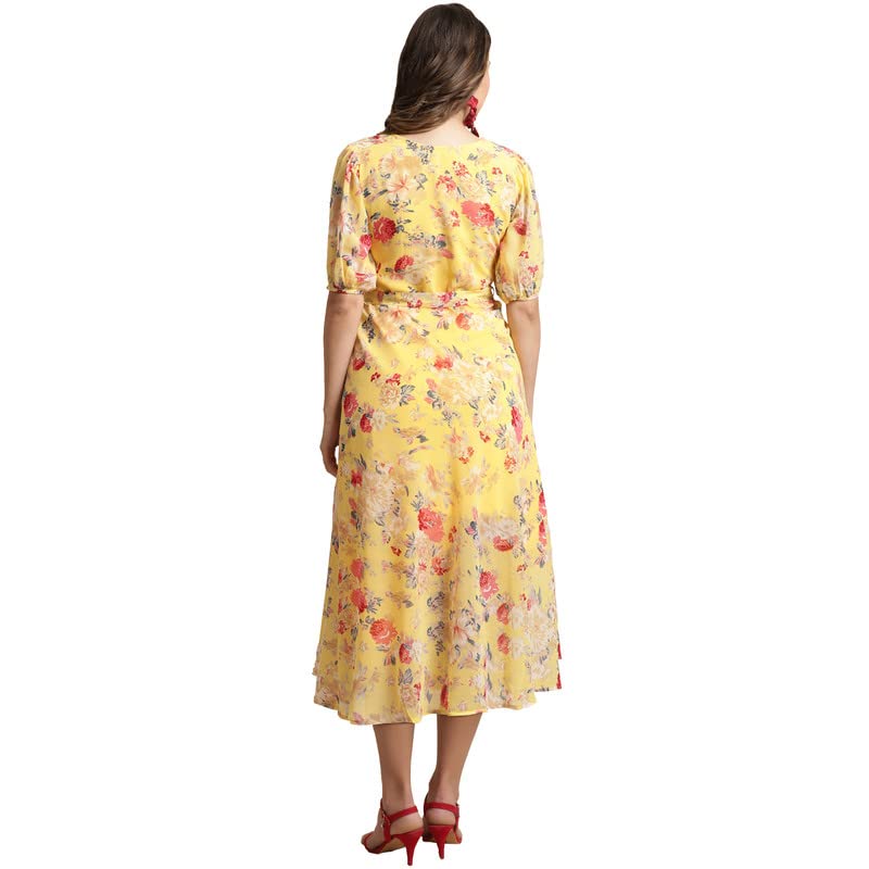 Preneum Women Dress Maxi Fit & Flare Latest Style Print Georgette Regular Sleeves Casual Summer Maxi Dress | Festival & Occasion