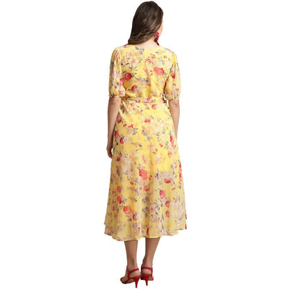 Preneum Women Dress Maxi Fit & Flare Latest Style Print Georgette Regular Sleeves Casual Summer Maxi Dress | Festival & Occasion
