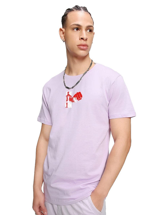 Bewakoof Mens One Punch Man Graphic Print Cotton T-Shirt- Regular Fit, Round Neck, Half Sleeves 583729_Purple_M