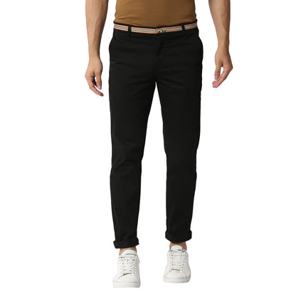 Thomas Scott Mens Solid Slim Fit Trouser Coal Black