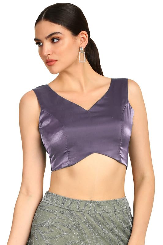 Soch Womens Lavender V-Neck Princess Line Tissue Padded Blouse