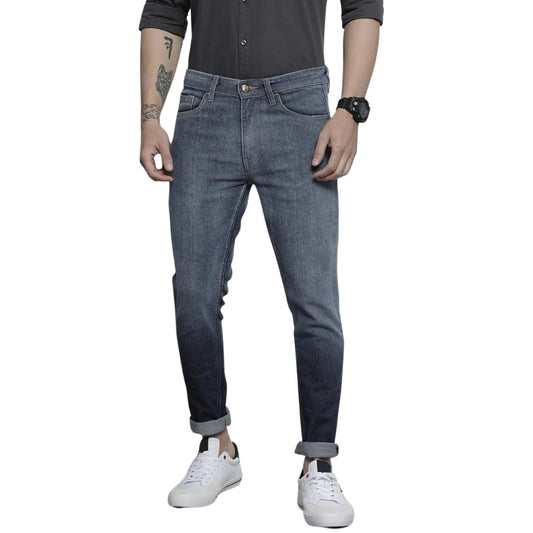 The Indian Garage Co Men Slim Fit Colorblocked Mid-Rise Stretchable Jeans Blue