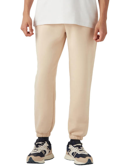 Bewakoof Heavy Duty 1.0 Mens Solid Oversized Fit Fleece Joggers_646510_Beige_XL
