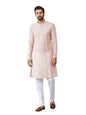 See Designs MenS Long Sleeve Mandarin Collar Side Slit Light Pink Sequins Embroidered Pure Chanderi Silk Straight Kurta - Sdkt2