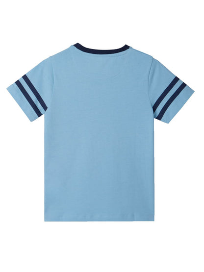 The Souled Store Official Space Traveller: Glow in The Dark Kids and Boys Graphic Printed Regular fit Half Sleeve Cotton Blue Co