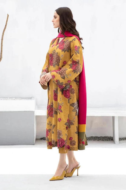 GoSriKi Women's Rayon Viscose Straight Kurta with Pants & Dupatta, Small, Yellow, Model Alim Yellow-GS