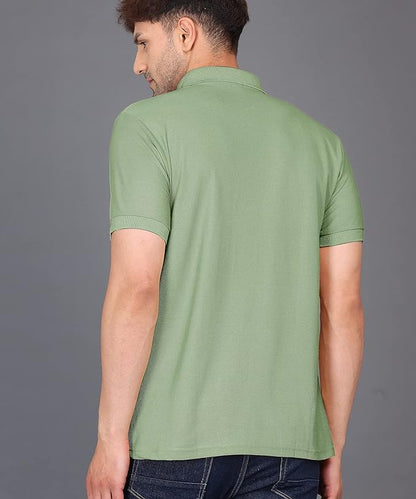 Baghadbillo MenS Regular Fit Solid Polo Half Sleeve T-Shirt Pista