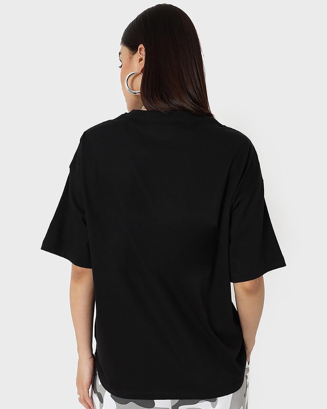 Bewakoof Womens Typography Oversized Fit Half Sleeve Round Neck Cotton T-Shirt