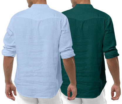 Royalscout MenS Cotton Polyester Blend Solid Regular Fit Full Sleeve Short Kurta | Ethnic, Lightweight Summer Kurta For Daily &