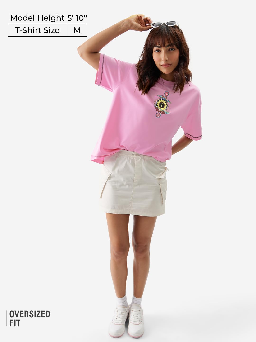 The Souled Store Zodiac: Libra Women and Girls Short Sleeve Round Neck Pink Graphic Printed Cotton Oversized T-Shirts