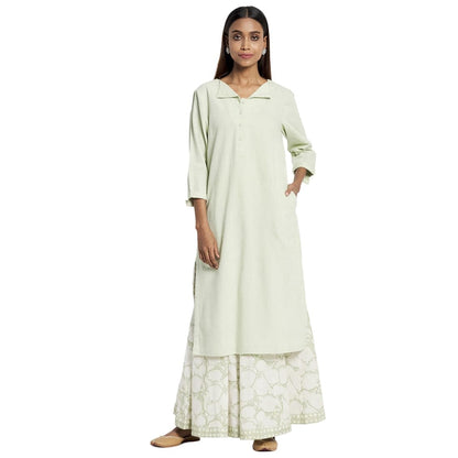 Fabindia Women'S Cotton Kurta With Suit-Skirt Set (10732804_Green