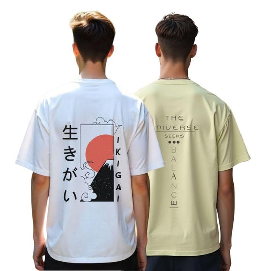 Nobero MenS Graphic Print Oversized Fit T-Shirt (1M-Twrt-C0869-X_Aloe Green / White_1