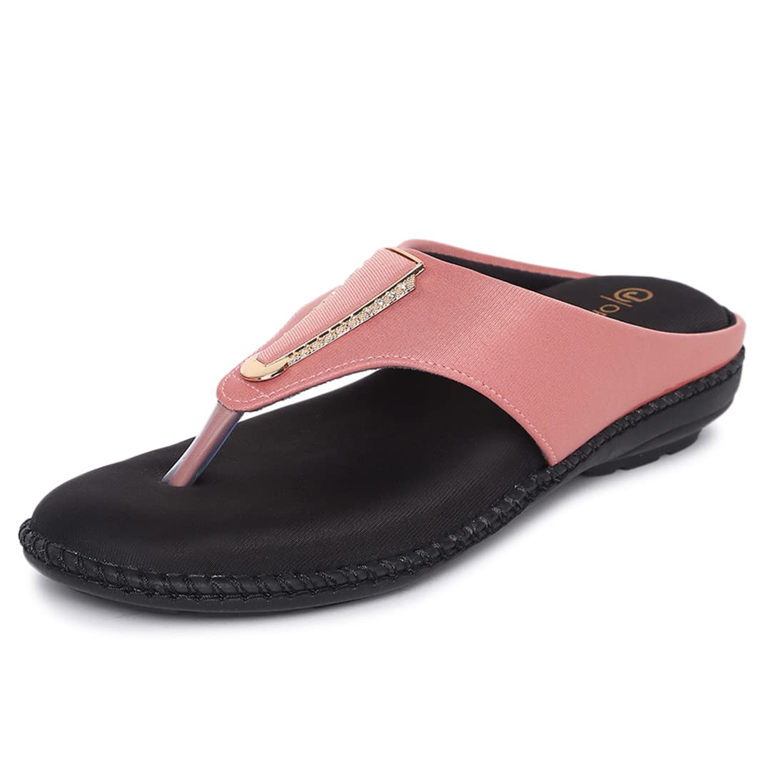 Ortho Joy Fancy Doctor Slippers | Stylish Chappal For Women | Comfortable Flat Sandals For Women Stylish (Light Pink)