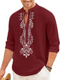Finivo Fashion MenS Cotton Blend Short Kurta With Bold Printed Front Design | Full Sleeve Ethnic Casual Kurta With Mandarin Coll