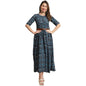 Preneum WomenS Georgette Floral Printed 3/4 Slevees A-Line Fit & Flare Gown With Beltindo-Western Ethnic Gown || A-Line Maxi Dr