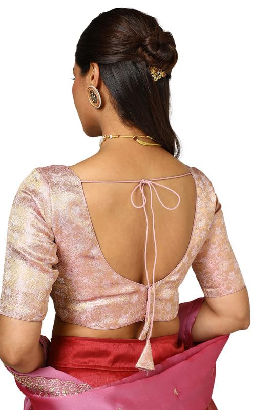 Soch Womens Onion Pink Tussar Zari Woven Padded Blouse