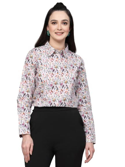 Style Quotient Women Floral Printed Grey and Multi Regular Formal Shirt