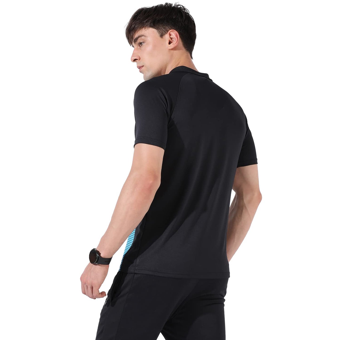 Campus Sutra Mens Multicolour Colourblock Dri-Fit Short Sleeve Regular Fit Activewear T-Shirt for Casual Wear | T-Shirt Crafted