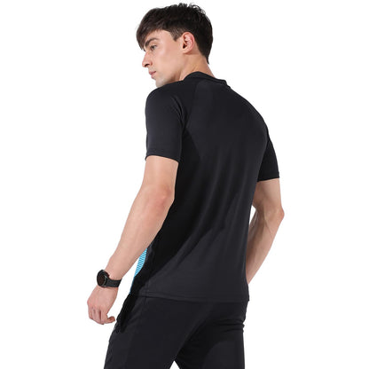 Campus Sutra Mens Multicolour Colourblock Dri-Fit Short Sleeve Regular Fit Activewear T-Shirt for Casual Wear | T-Shirt Crafted