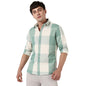Campus Sutra Mens White & Sage Green Buffalo Check Button Up Regular Fit Shirt for Casual Wear | Cotton Shirt Crafted with Regu