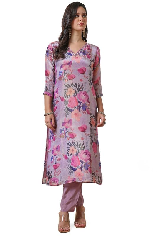 Soch Womens Tissue Kurta Set (EWA4KS10509A_Purple