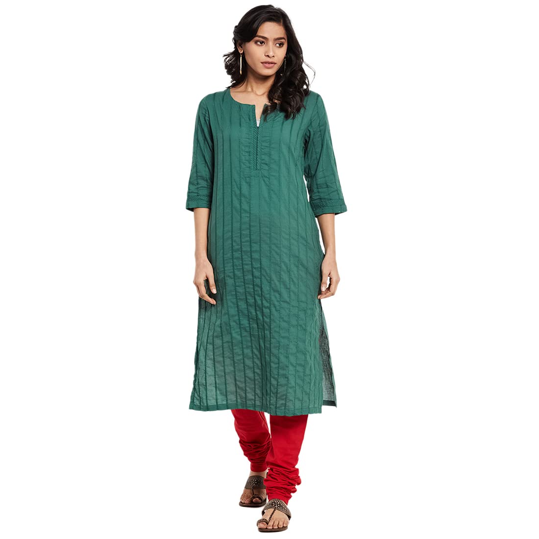 Fabindia Women Woven Long Kurta Cotton_Black