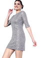 Style Quotient Women Silver Sheath Dress