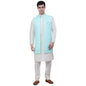 Jompers Mens Solid Kurta Pyjama Set With Woven Design Waistcoat Jacket
