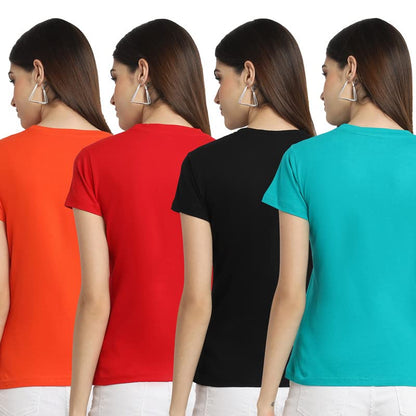 Preneum Womens Cotton Regular Fit Latest Graphic Stylish Printed Short Sleeves Casual T-Shirt || Trendy Design & Stylish (Pack