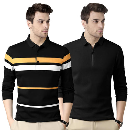 Noble Monk MenS Regular Fit Polo T Shirt |Full Sleeves |Collar Tshirts | Casual T-Shirt For Men