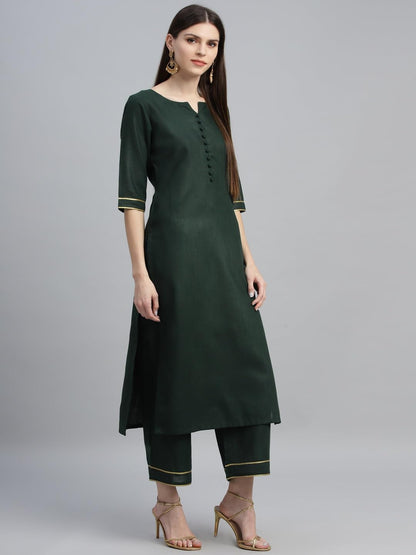 Libas Womens Cotton Kurta Sets (6871_Green