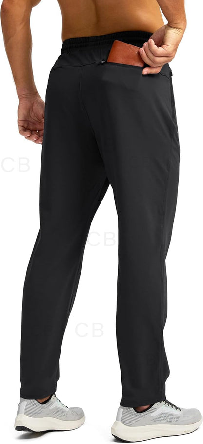 CB-COLEBROOK Mens Fleece Lined Winter Pants with 3 Zipper Pockets Warm Athletic Joggers Workout Running Sweatpants for Men Trec