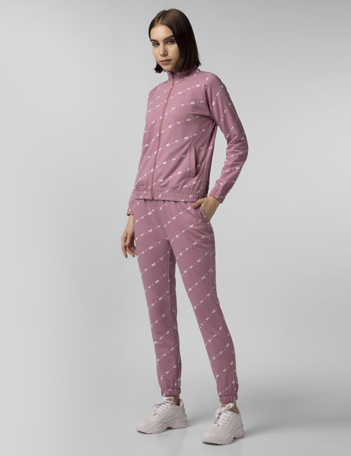 FYLTR Womens Stand Collar Jacket & Jogger Co-ord Set - Full Zipper | Contrast Drawstring | Utility Pockets |Rib Hem & Cuff