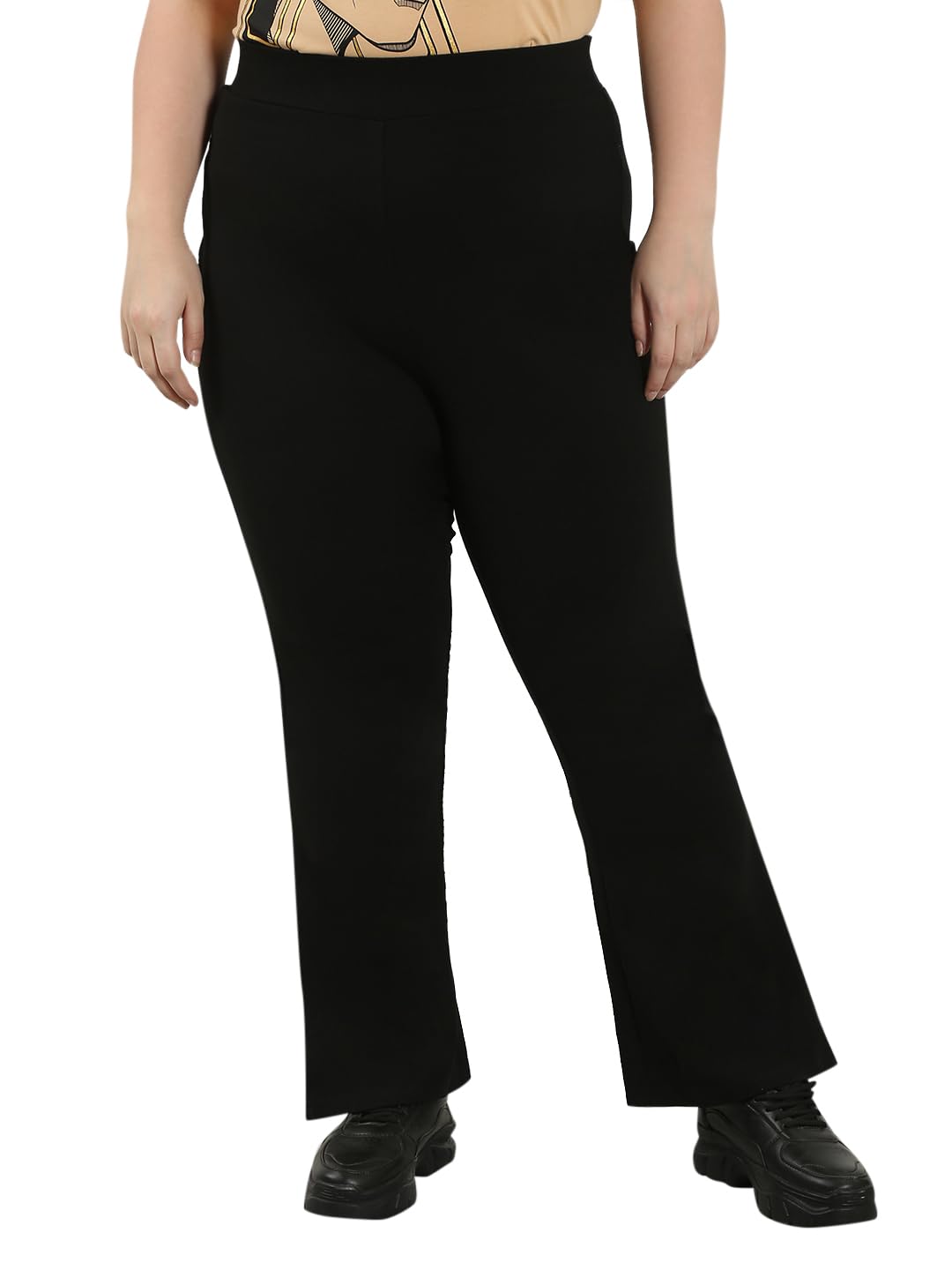 Vero Moda Curve WomenS Bootcut High-Rise Pants Jet Black