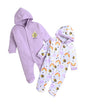 BUMZEE Lavender & White Baby Girls Full Sleeves Sleepsuit with Hood Pack of 2 Age - New Born (Peb10010A-lvd)