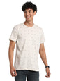 Turtle Men 100% Cotton Slim Fit Printed Crew Neck Tshirt Off White