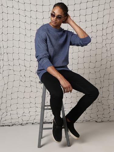 Hubberholme Men Knitted Acrylic Oversized Fit Round Neck Long Sleeve Sweaters