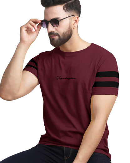 Noble Monk Men Regular Fit T-Shirt | Round Neck | Half Sleeve | Self Design | Casual T Shirt For Men