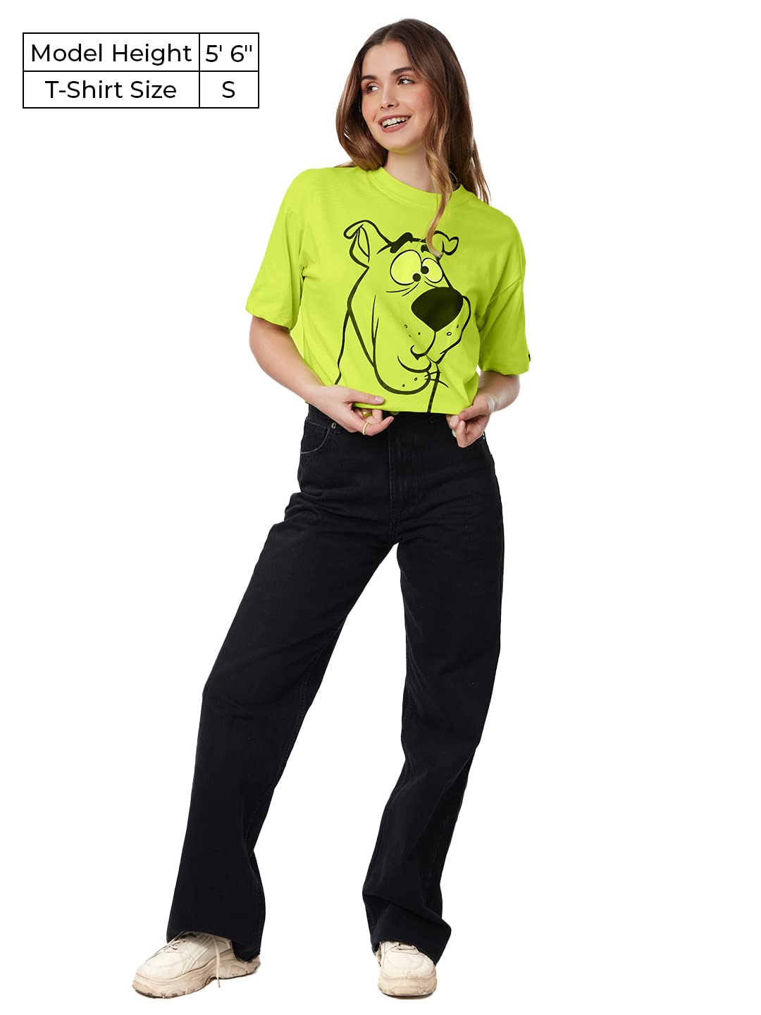 The Souled Store| Official Scooby Doo: Huh Women and Girls T-Shirts|Half Sleeve|Loose fit Graphic Printed|100% Cotton Green Colo