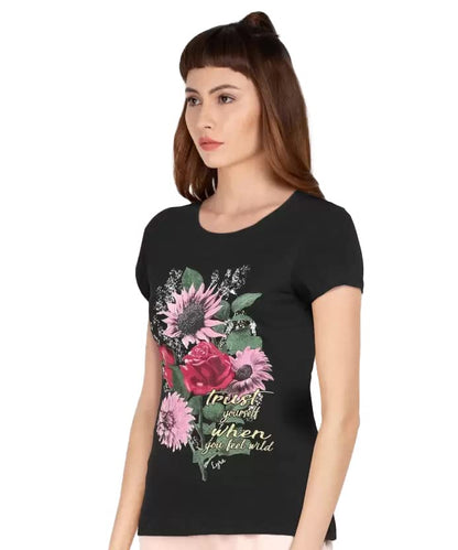 Lyra Pure Cotton Round Neck Printed T-Shirt For Women