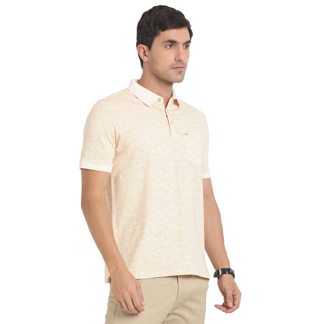 Turtle Men Cotton Stretch Slim Fit Beige Polo T-Shirt