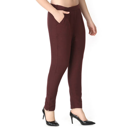 GRECIILOOKS Women's Straight Fit High Rise Straight High-Waisted Pants | Korean Trousers