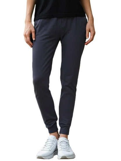 Bewakoof Womens Solid Cotton Blend Slim Fit Zipper Joggers