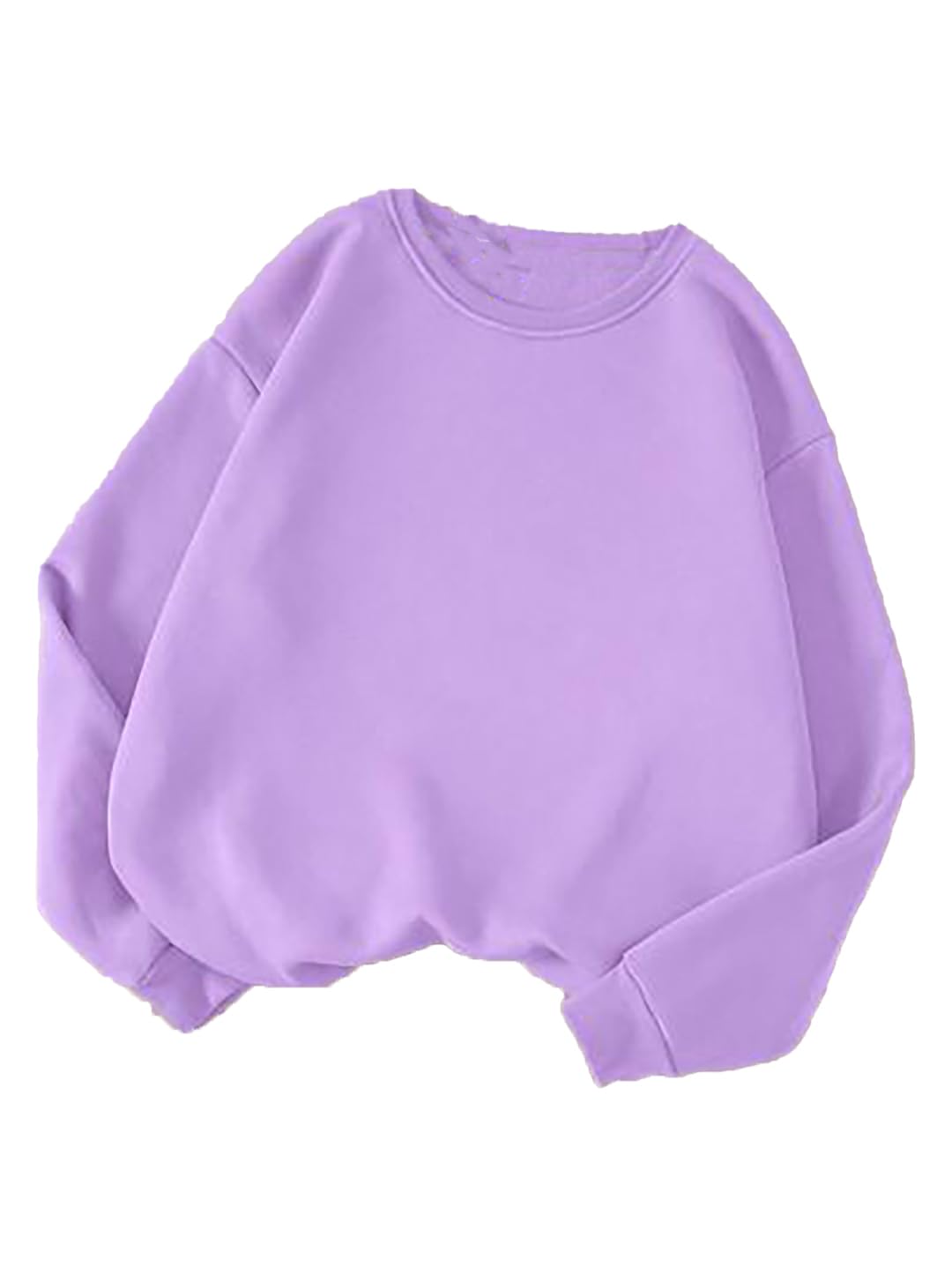 Kotty Women Full Sleeve Round Neck Solid Sweatshirt Light Purple