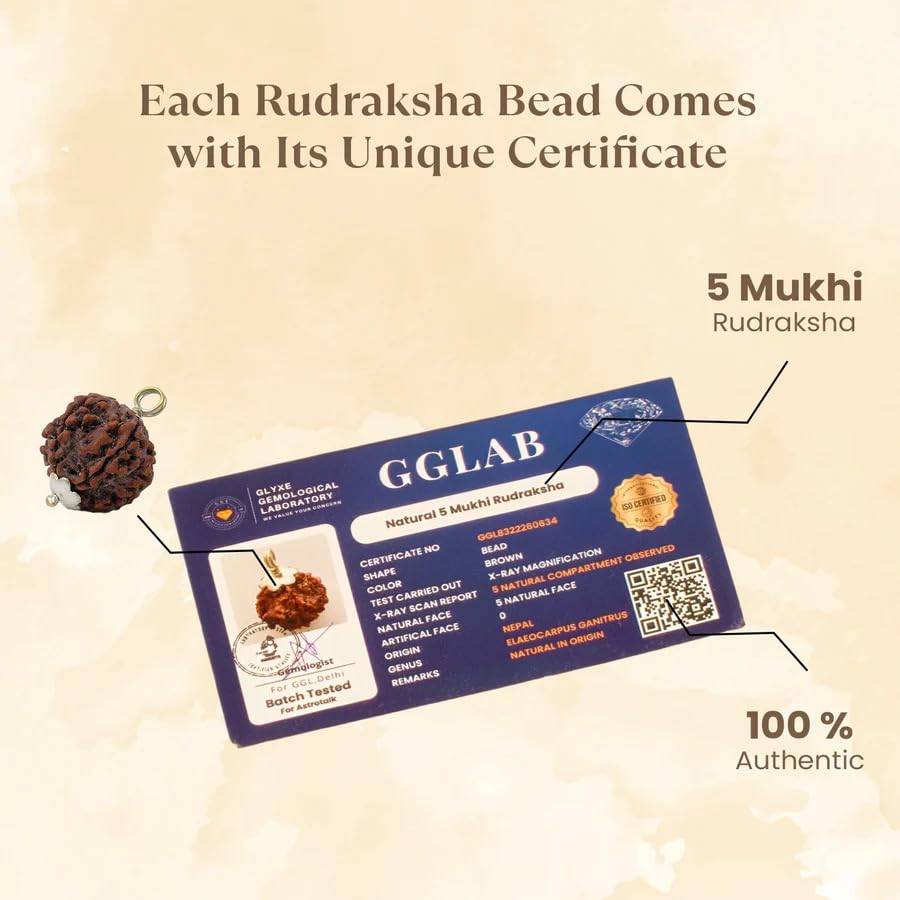 Astrotalk Nepal Origin 5 Mukhi Rudraksha | Elevate Spiritual Growth & Inner Peace | 108 Hours Energized by Top Astrologers | Clarity, Protection & Well-Being | Sacred Rudraksha Bead for Women & Men