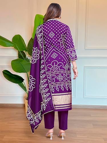 Fashion Basket Wedani Chanderi Kurta Set For Women Purple
