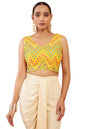 Soch Yellow Georgette Blouse With Embroidery And Sequins